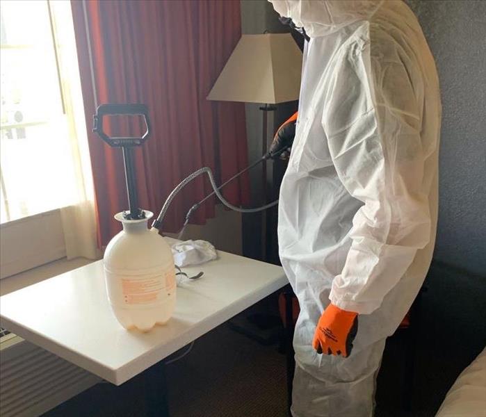 Biohazard Hotel Scene Cleaned by SERVPRO Tech